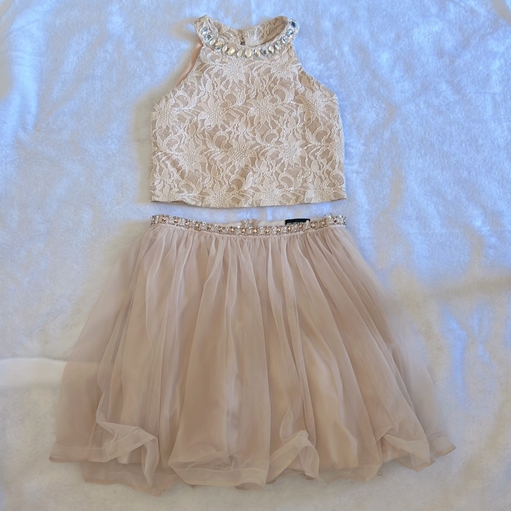 Soft pink blush 2 piece skirt and top